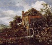 Jacob van Ruisdael Thatch-Roofedhouse with a water Mill France oil painting artist